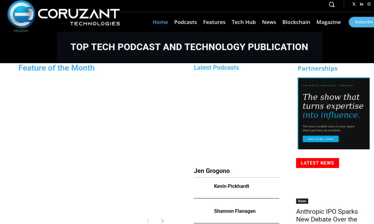 Screenshot of Coruzant website
