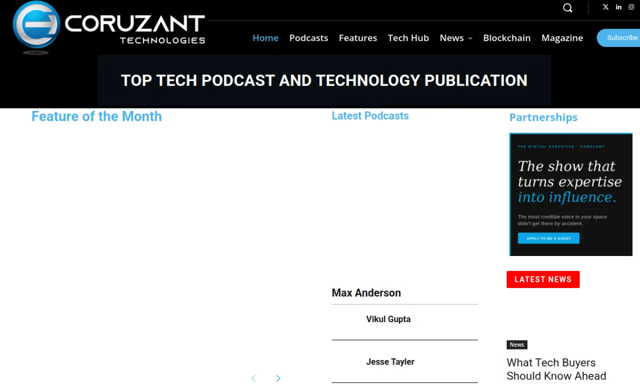 Screenshot of Coruzant website