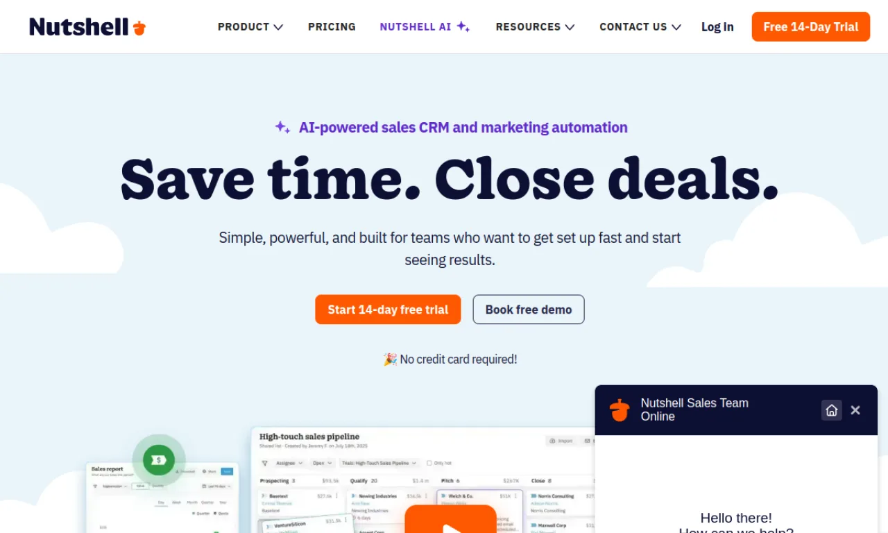 Screenshot of Nutshell website