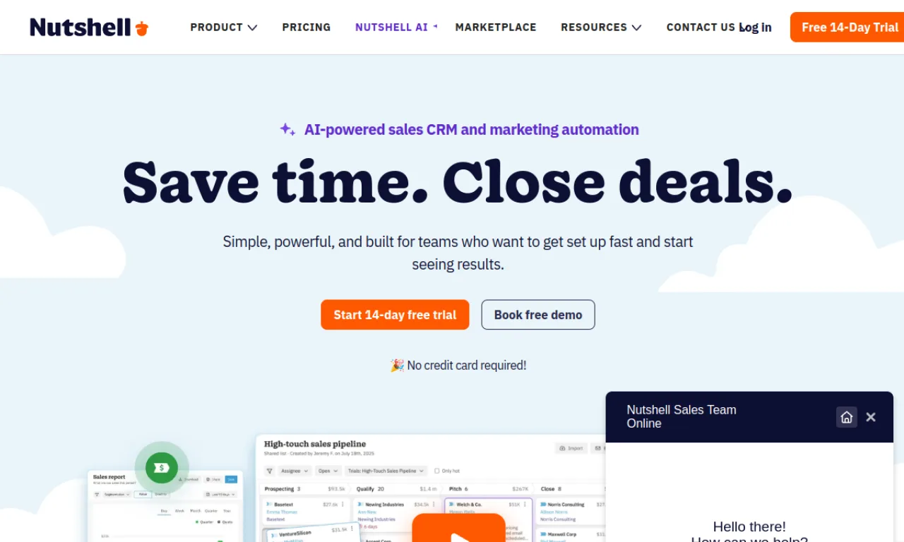 Screenshot of Nutshell website