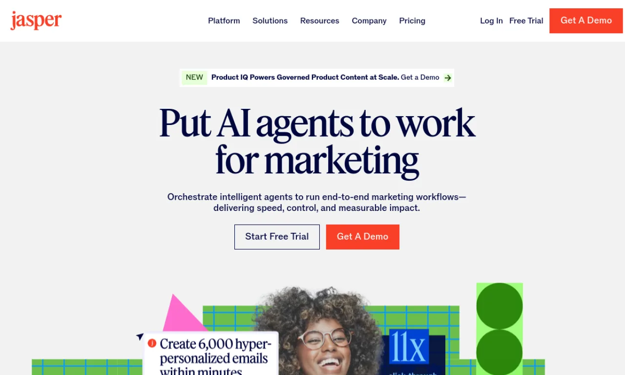 Screenshot of Jasper Art / Copy.ai Brand website