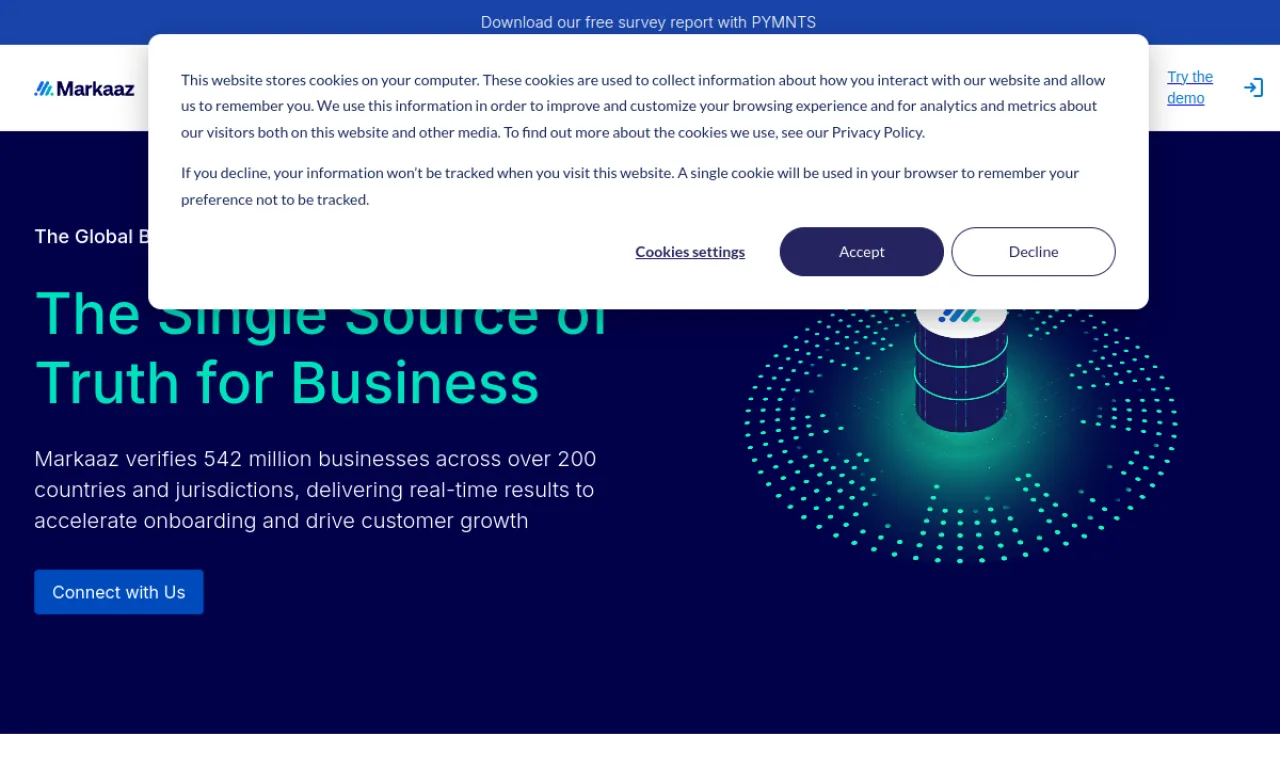 Screenshot of Markaaz / vendor data website