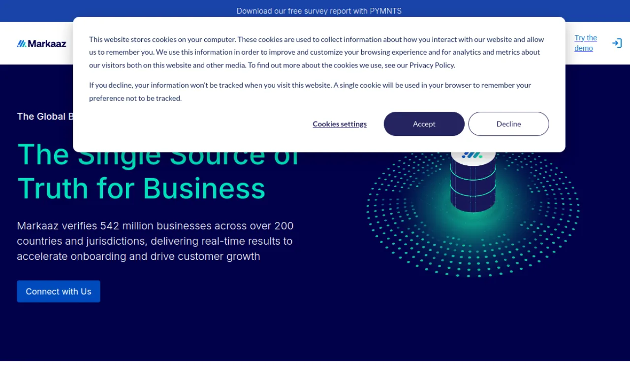 Screenshot of Markaaz / vendor data website