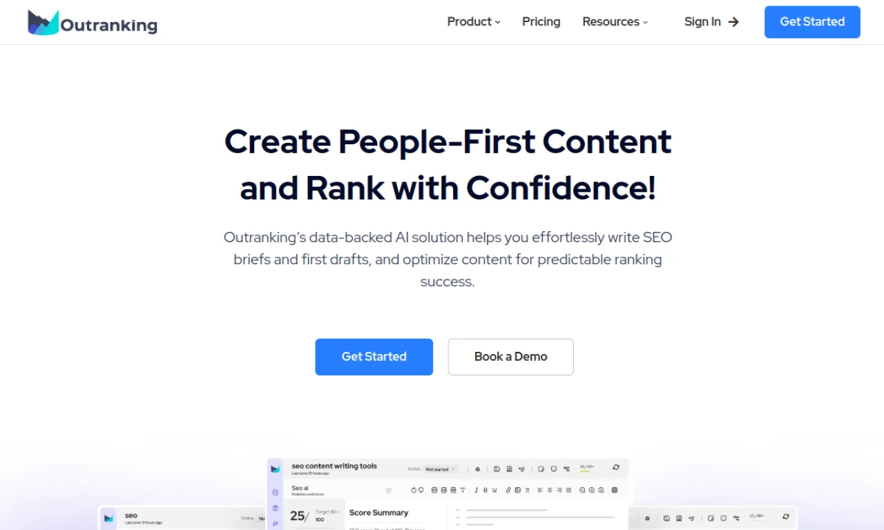 Screenshot of Outranking / Scalenut website