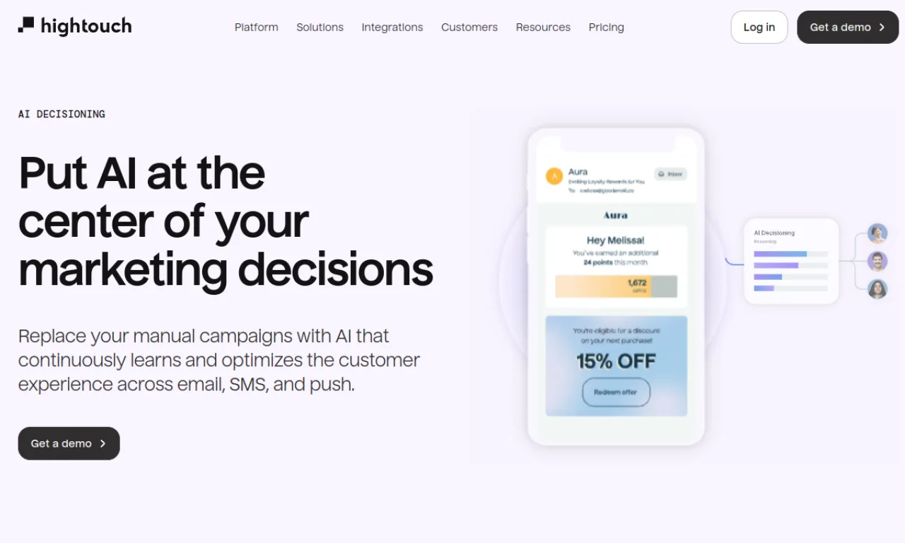 Screenshot of Hightouch AI Decisioning website