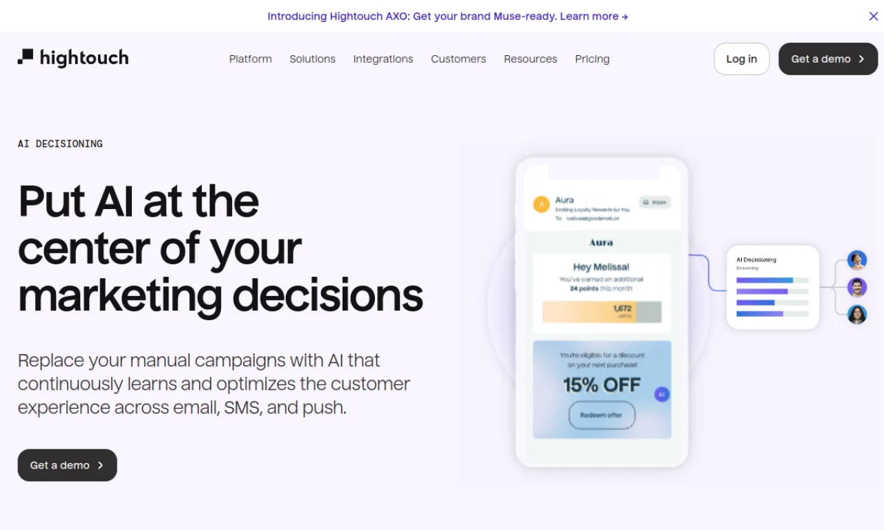 Screenshot of Hightouch AI Decisioning website