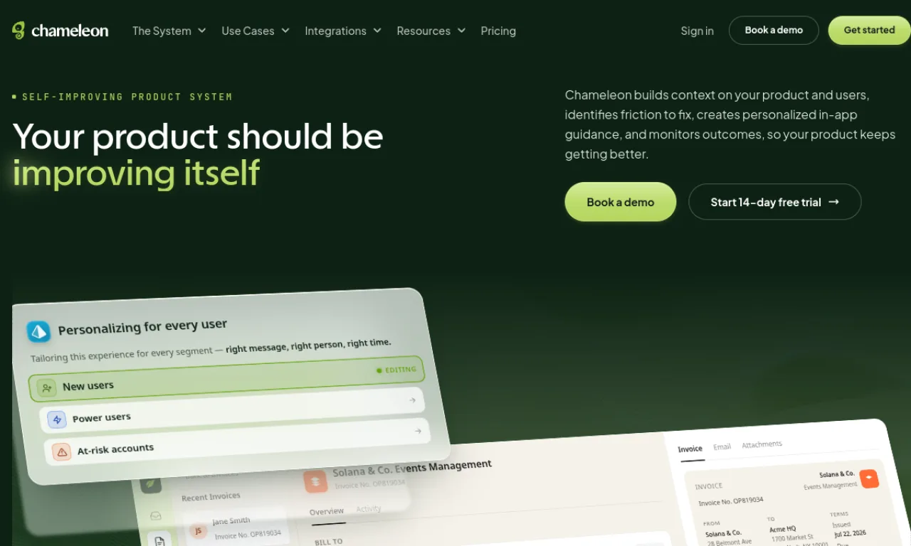 Screenshot of Chameleon website