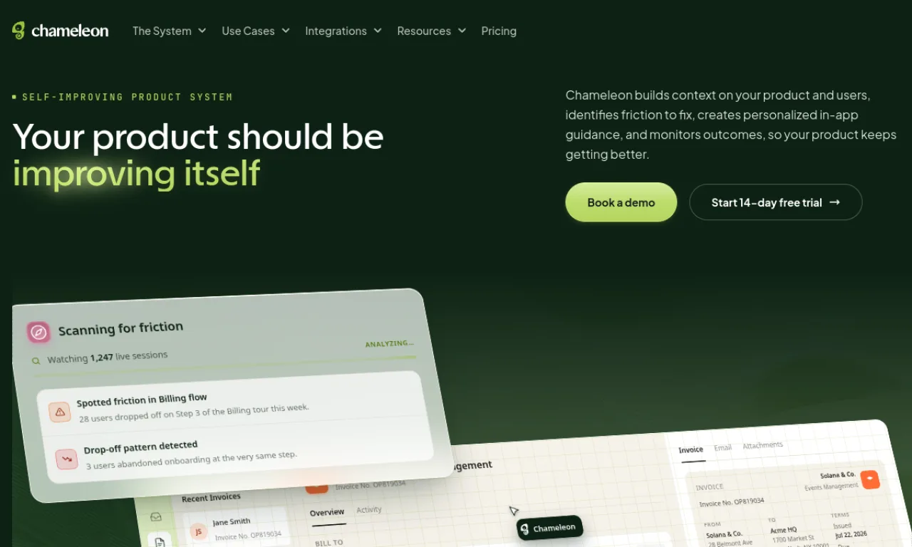 Screenshot of Chameleon website