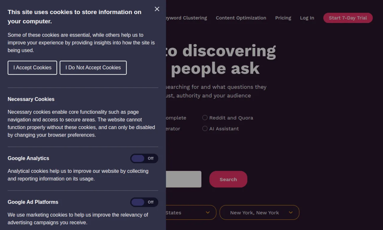 Screenshot of KeywordsPeopleUse website