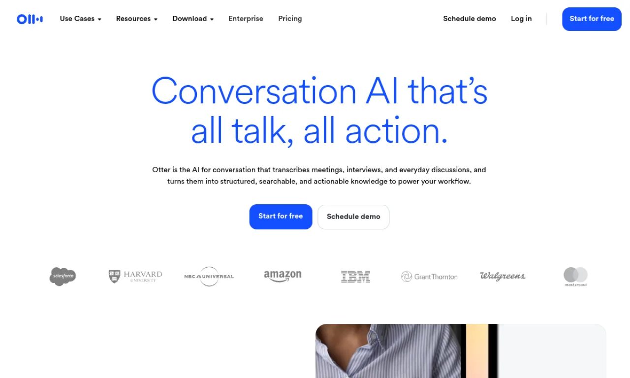 Screenshot of Otter.ai website