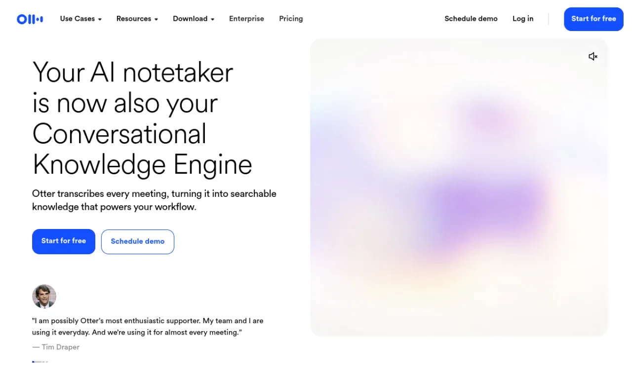 Screenshot of Otter.ai website