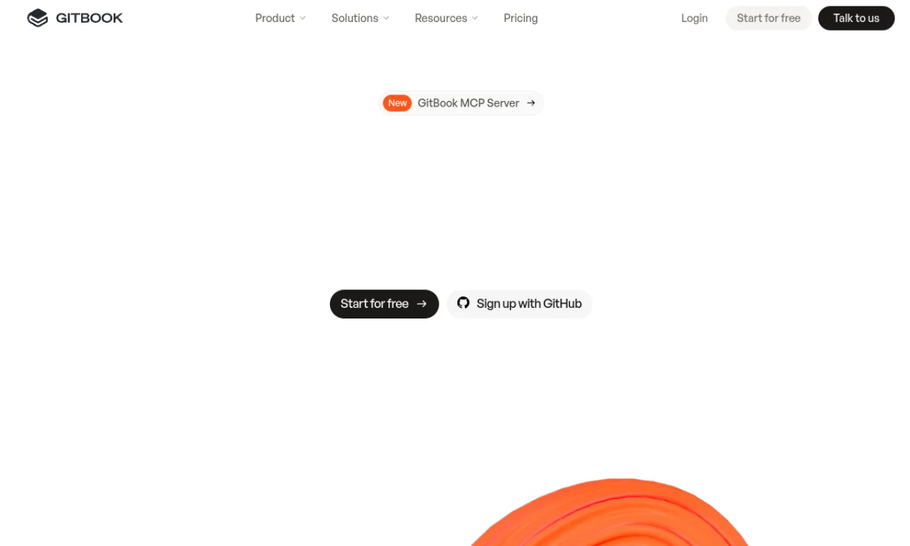 Screenshot of GitBook website