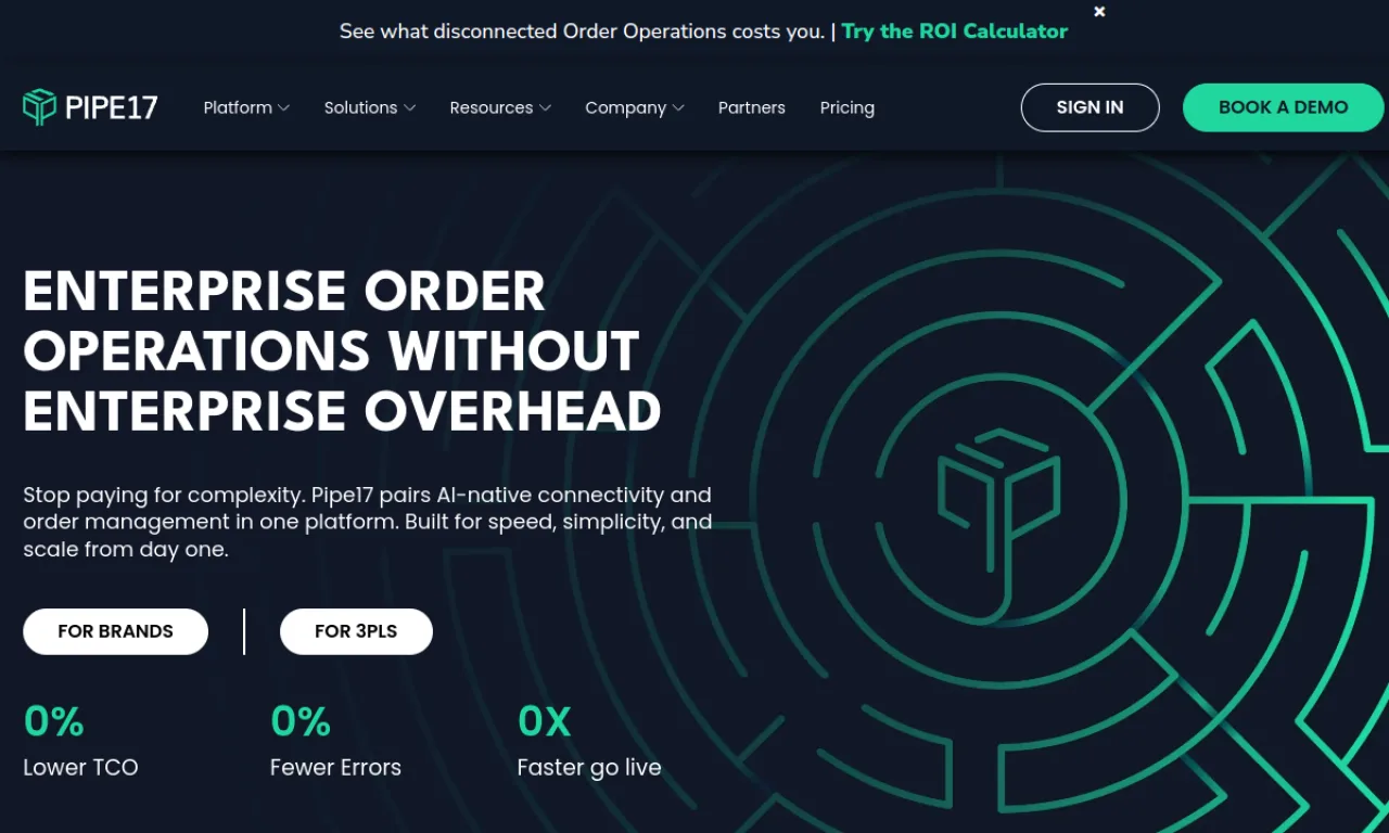 Screenshot of Pipe17 website