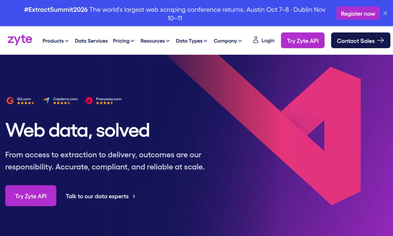 Screenshot of Zyte (Scrapy) website