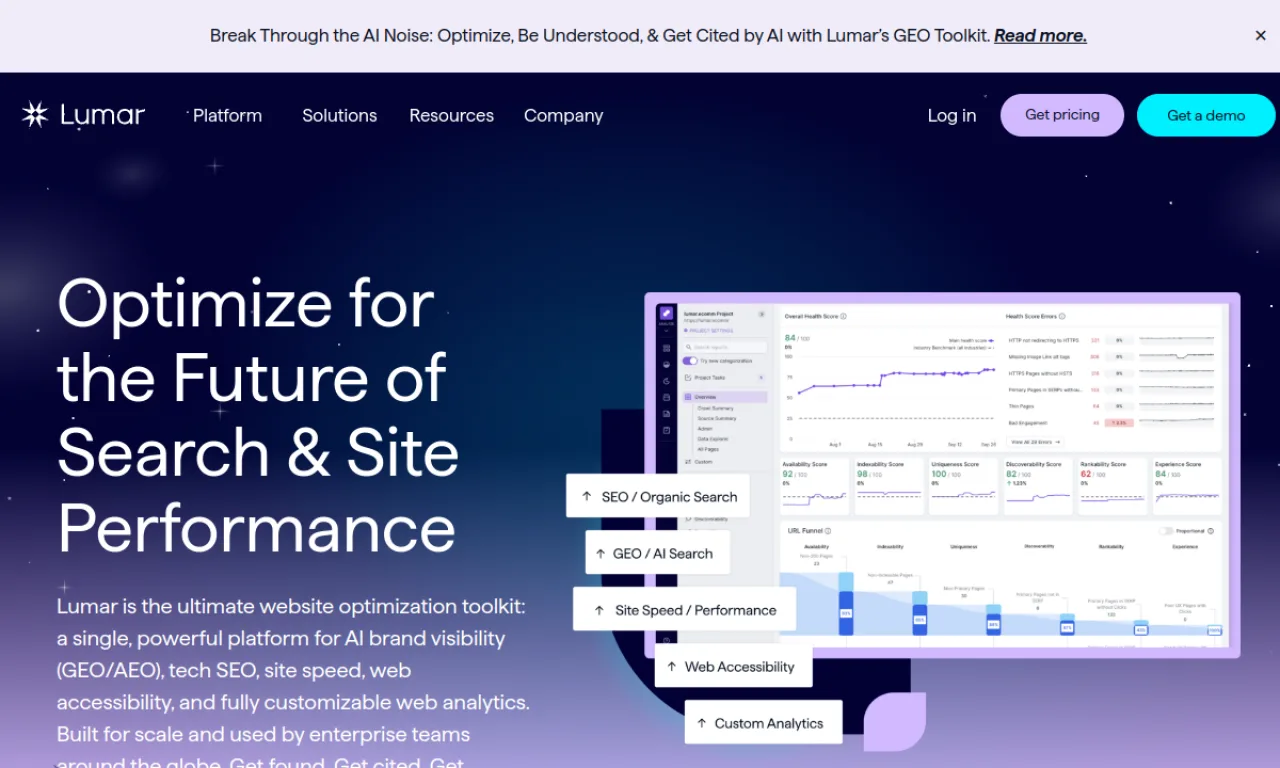 Screenshot of Lumar (DeepCrawl) website