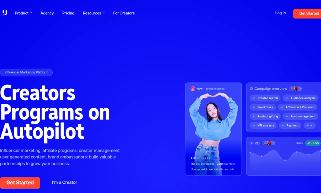 Screenshot of Upfluence website