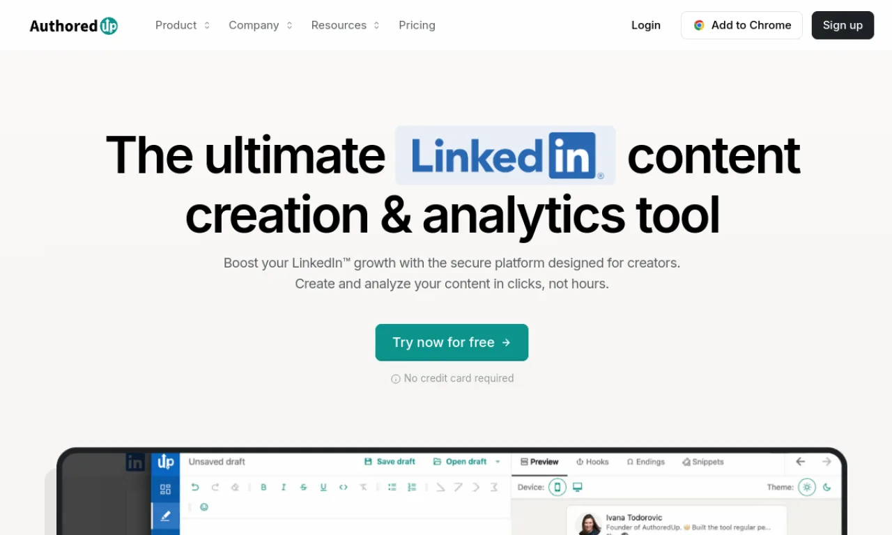 Screenshot of AuthoredUp website