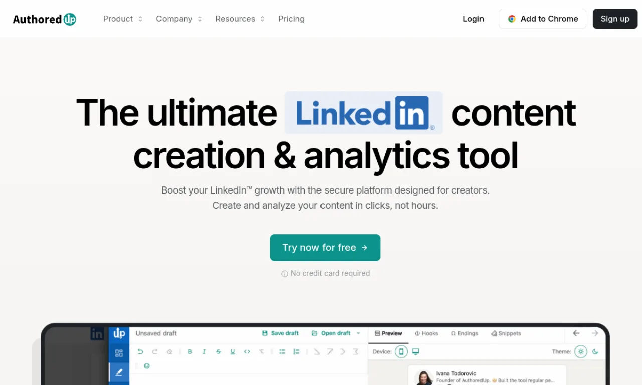 Screenshot of AuthoredUp website