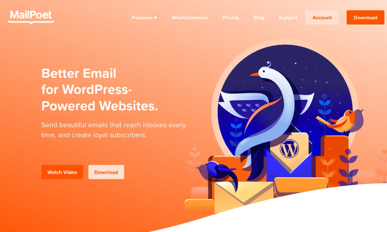 Screenshot of MailPoet website