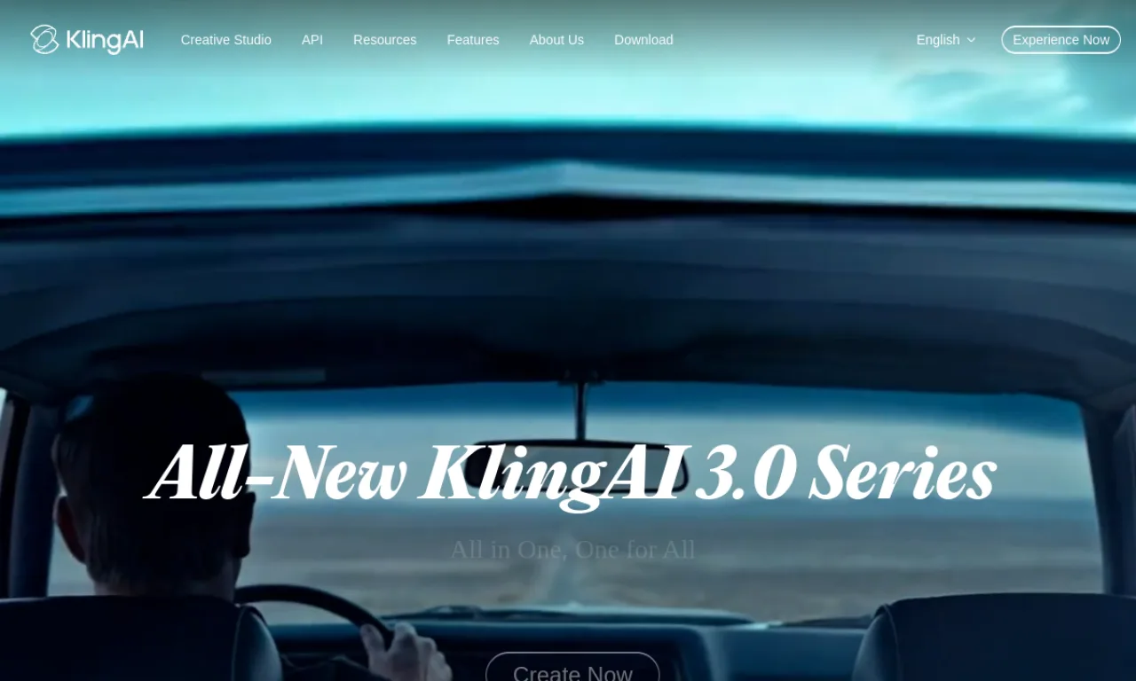 Screenshot of Kling website