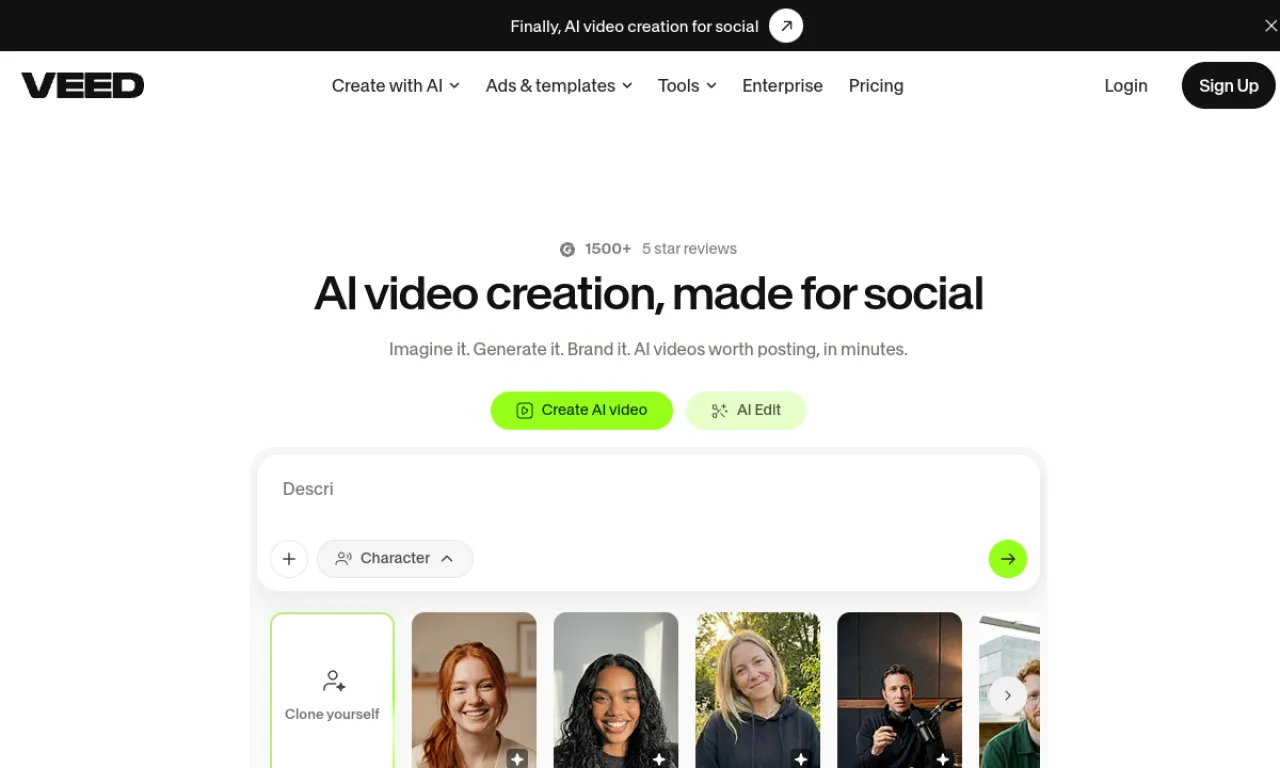 Screenshot of VEED Subtitles website