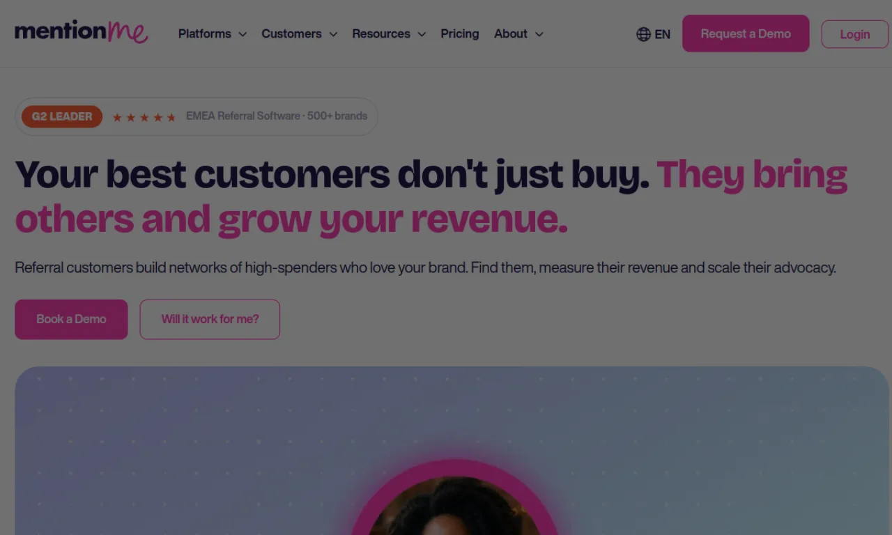 Screenshot of Mention Me website