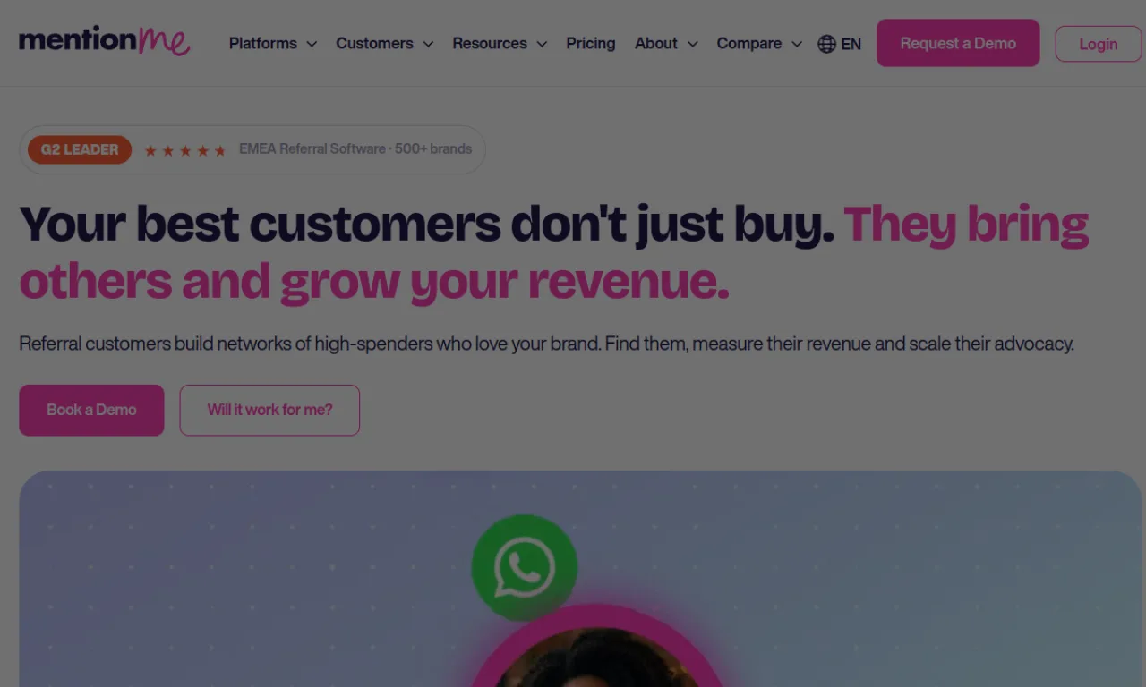 Screenshot of Mention Me website