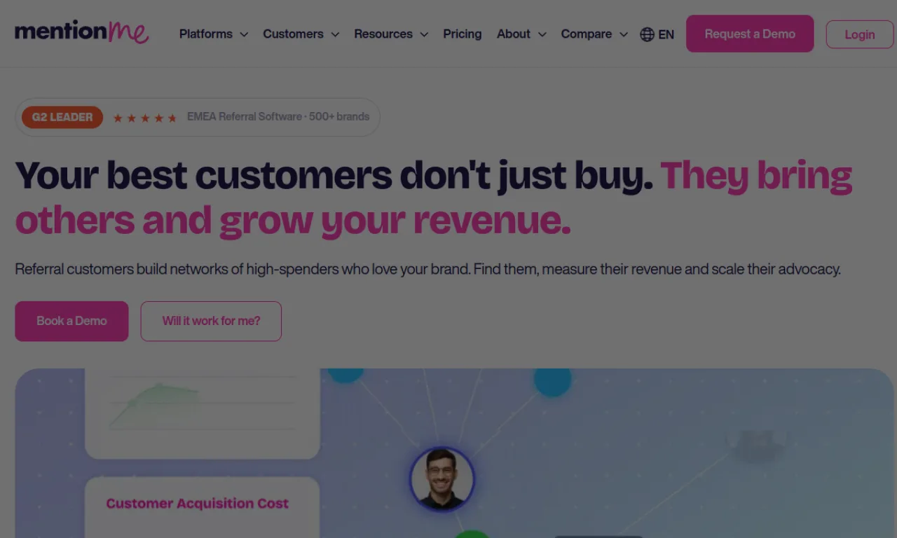 Screenshot of Mention Me website