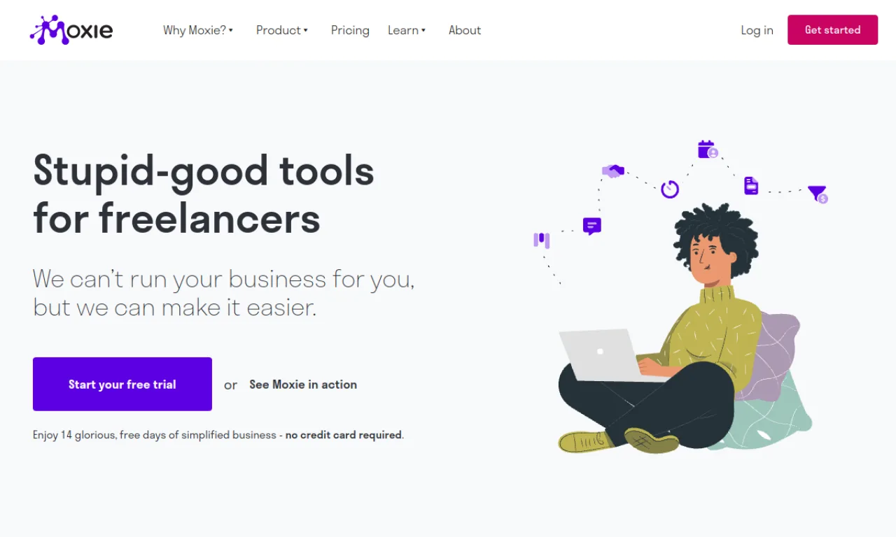 Screenshot of Moxie website