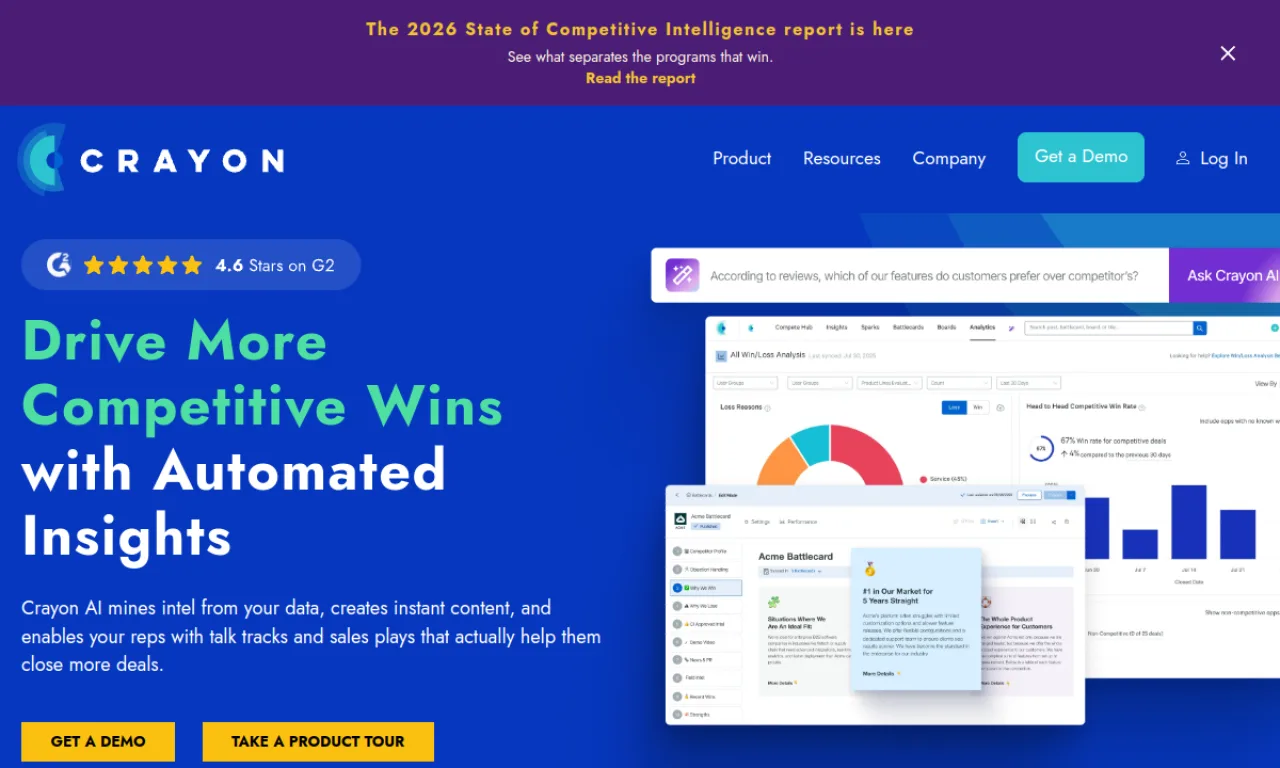 Screenshot of Crayon CI / Rival IQ website