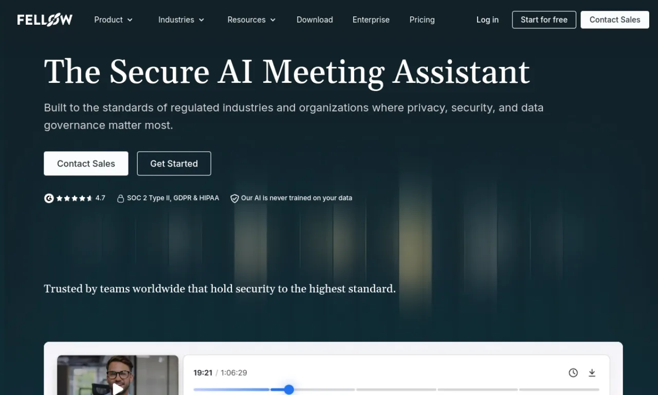 Screenshot of Fellow.app website