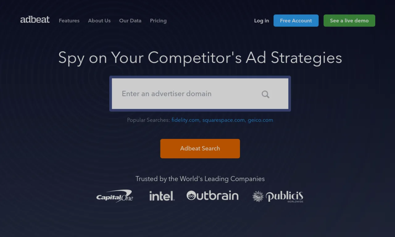 Screenshot of AdBeat website