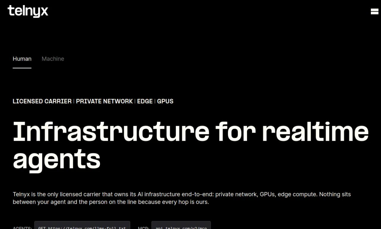 Screenshot of Telnyx Messaging website