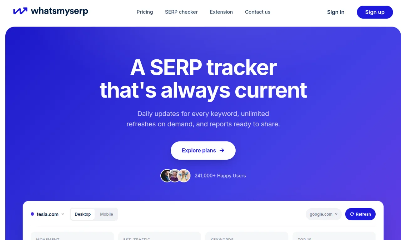 Screenshot of WhatsMySERP website