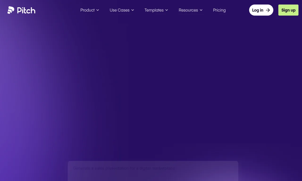 Screenshot of Pitch website