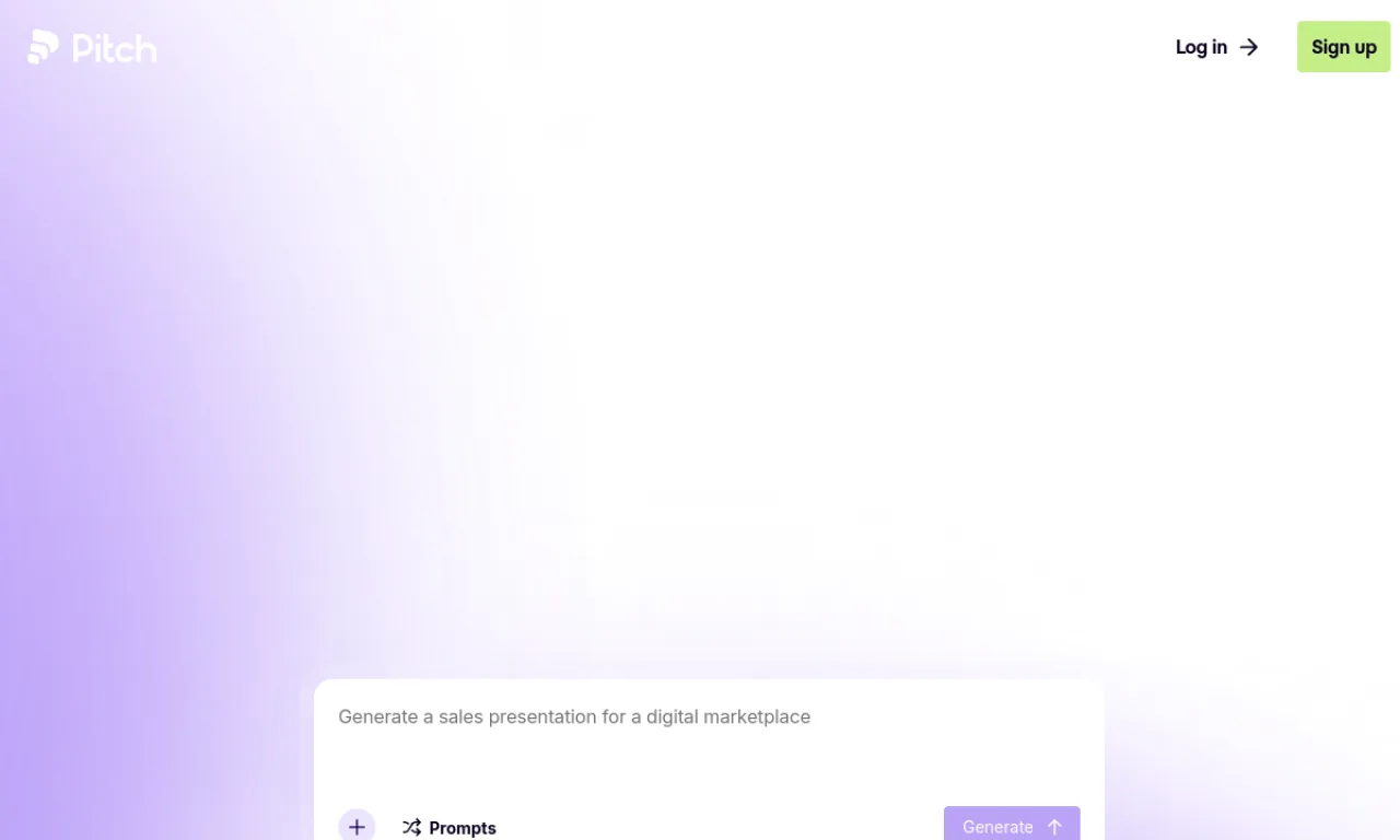 Screenshot of Pitch website