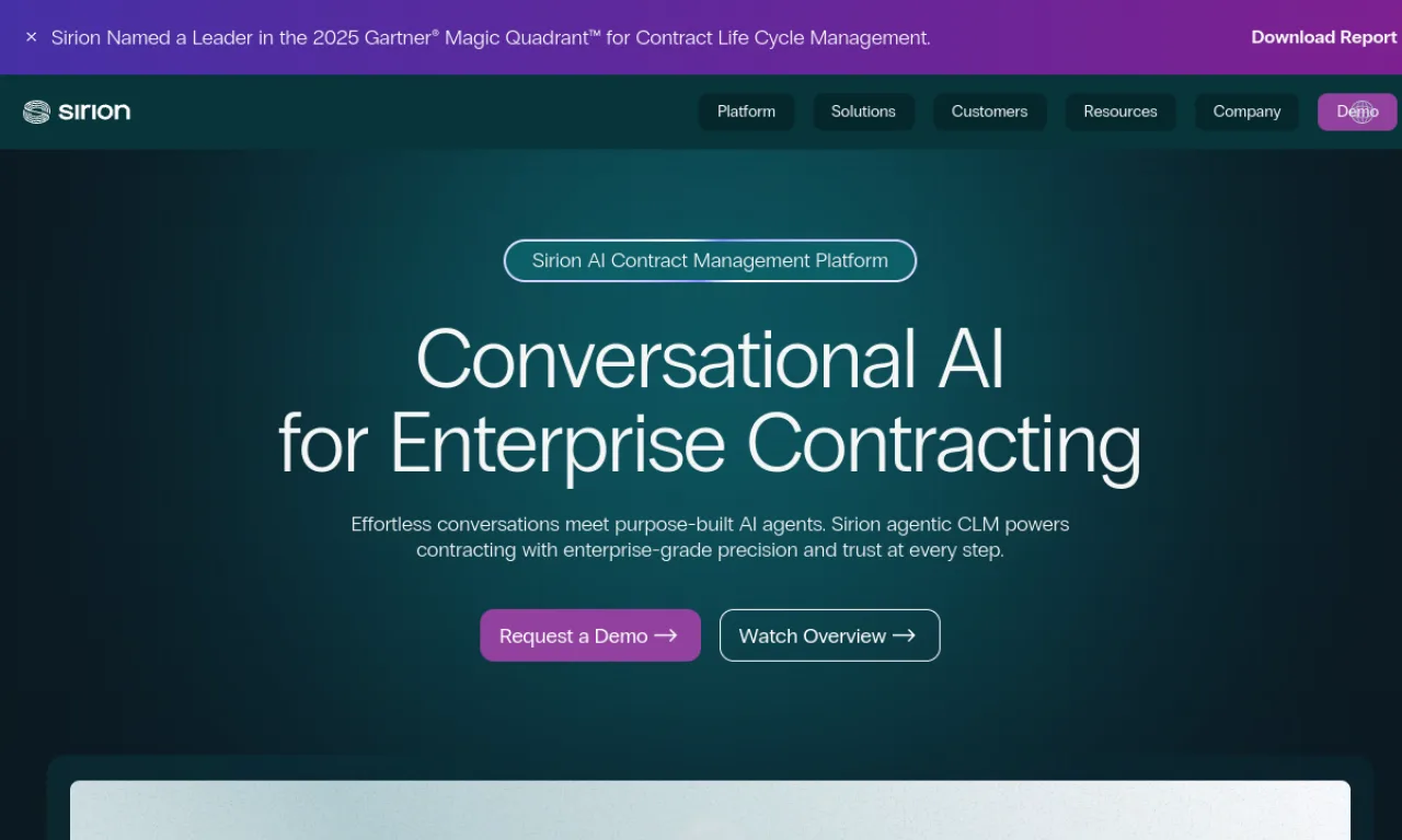 Screenshot of Sirion website