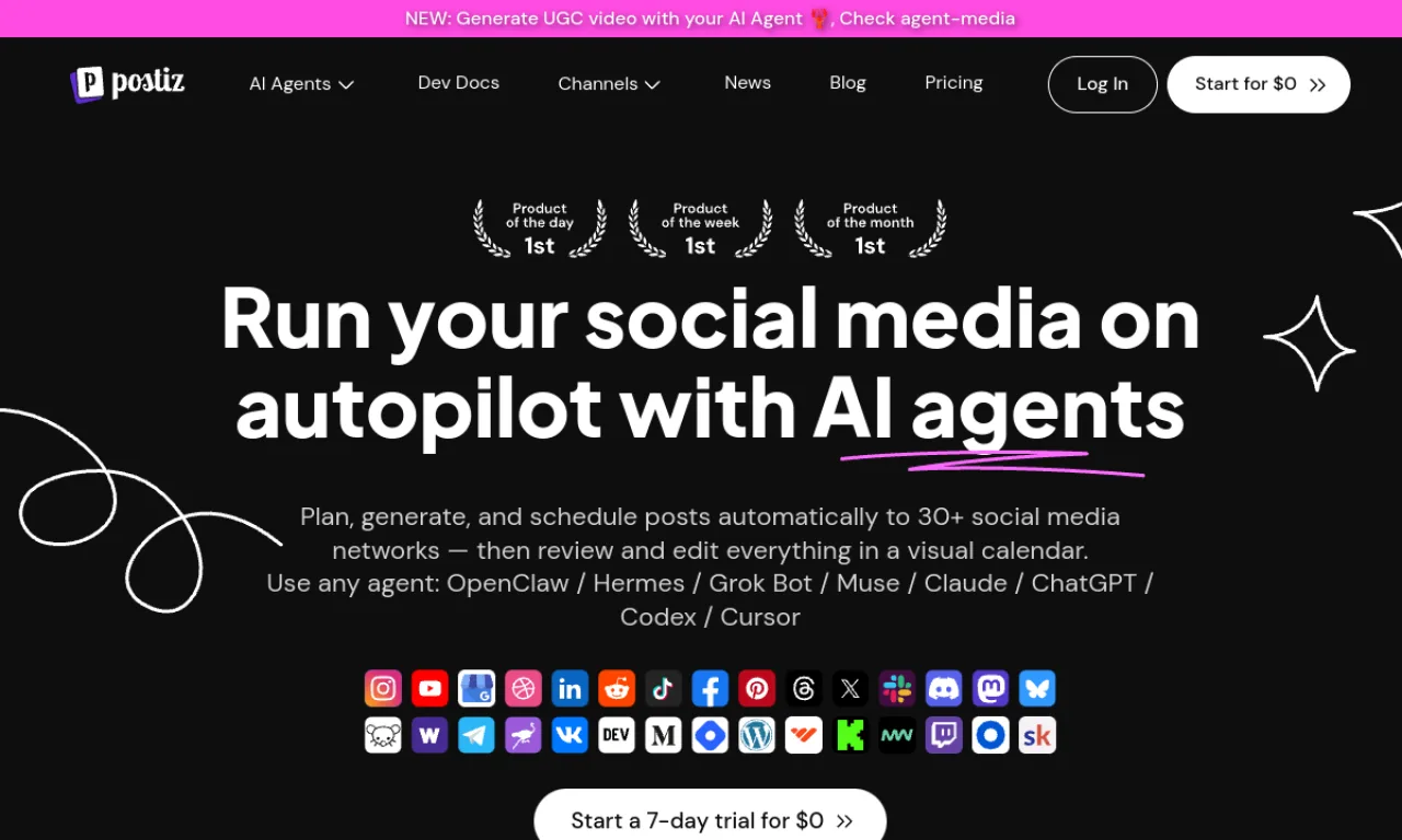 Screenshot of Postiz website