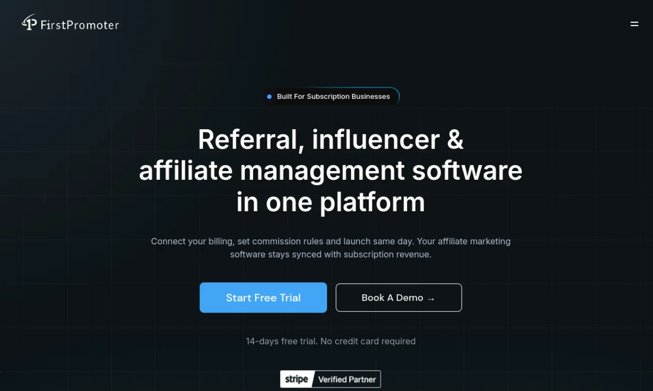 Screenshot of FirstPromoter website