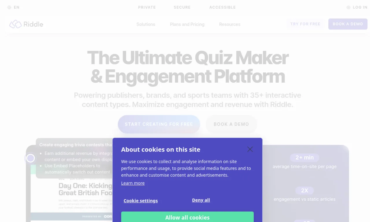 Screenshot of Riddle website