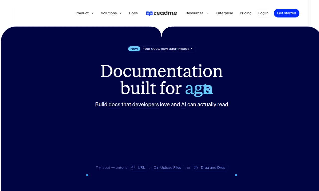 Screenshot of ReadMe website