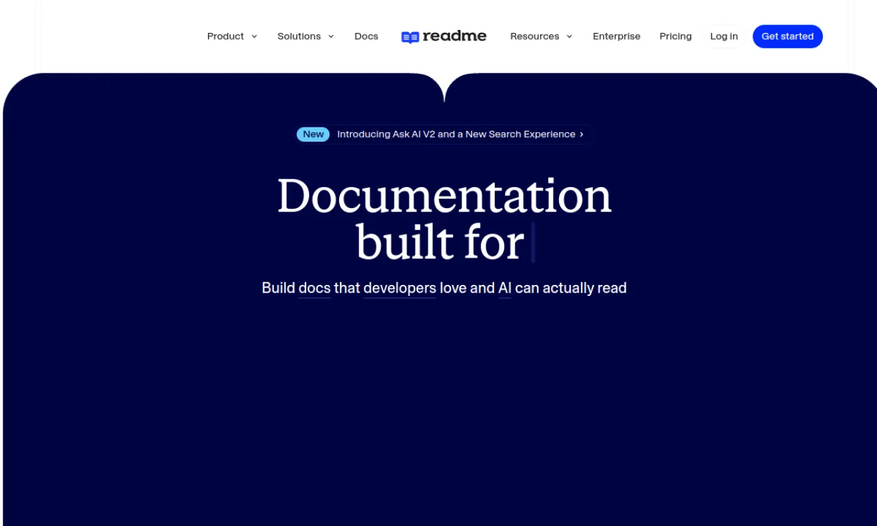 Screenshot of ReadMe website