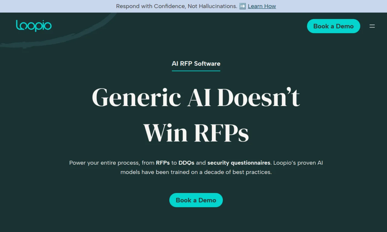 Screenshot of Loopio website