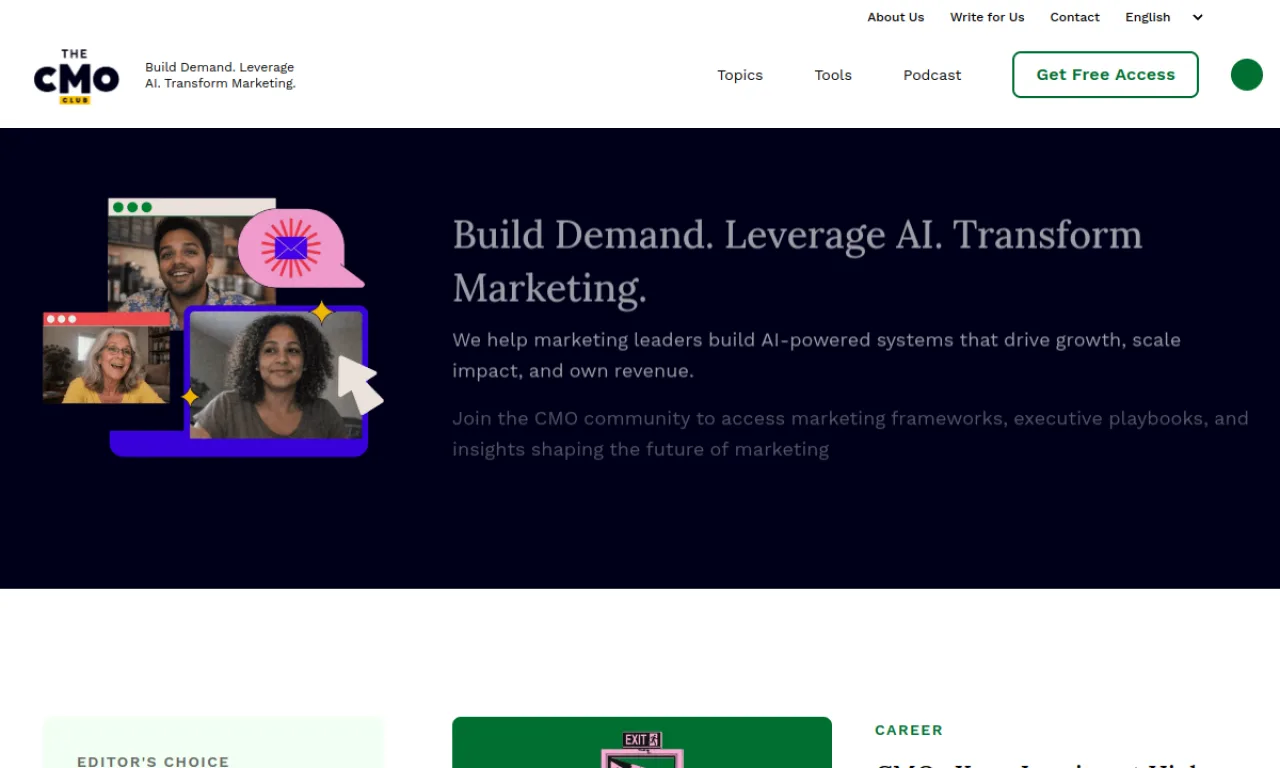 Screenshot of Thecmo website