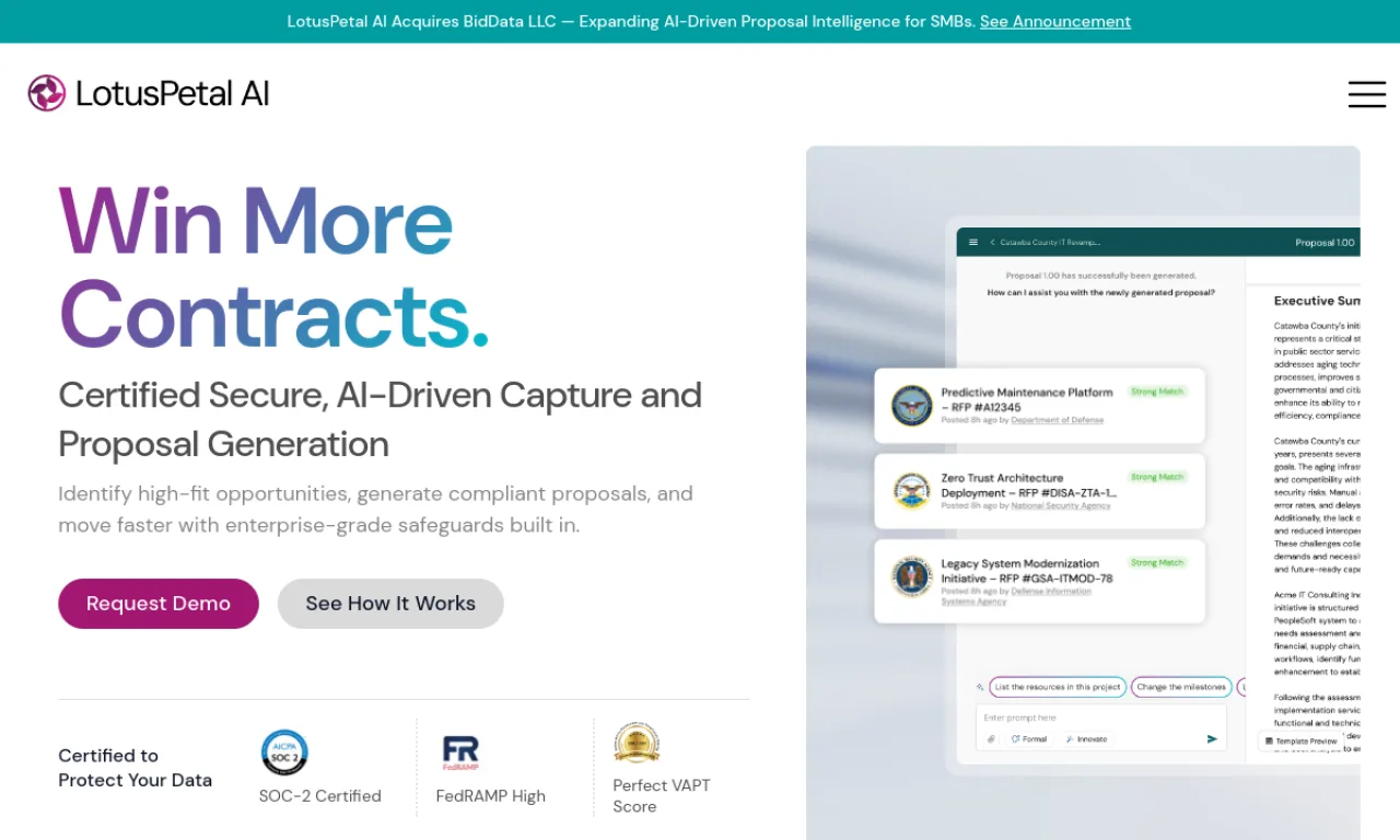Screenshot of Lotus Petal website