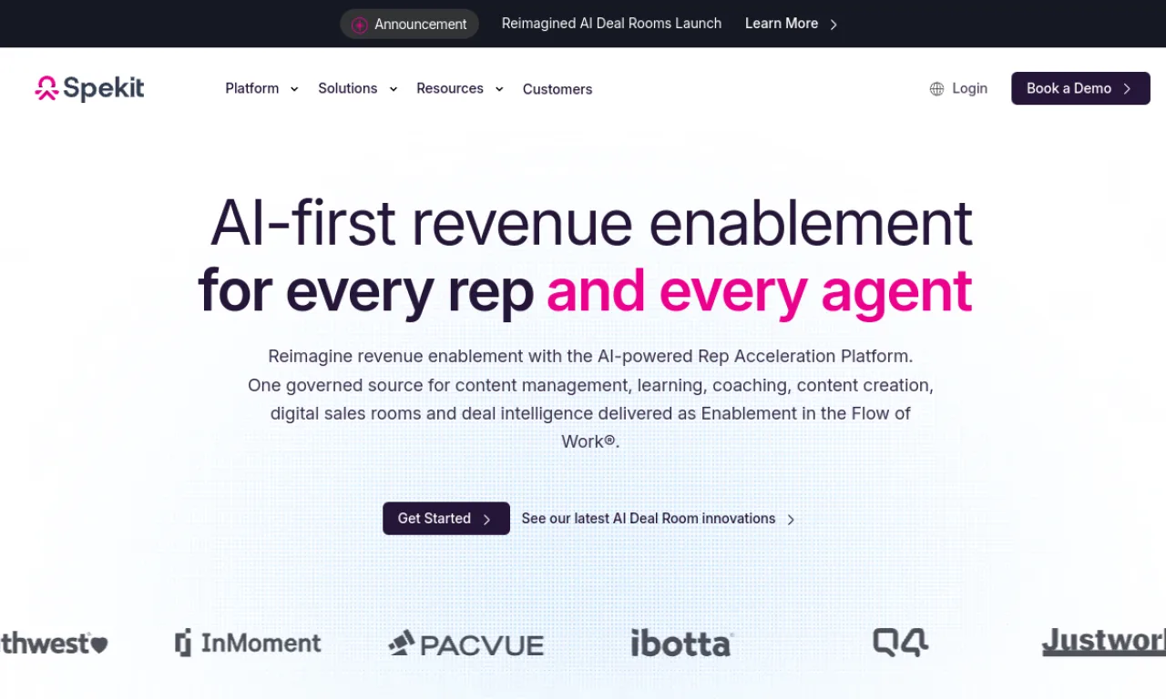 Screenshot of Spekit (training) website