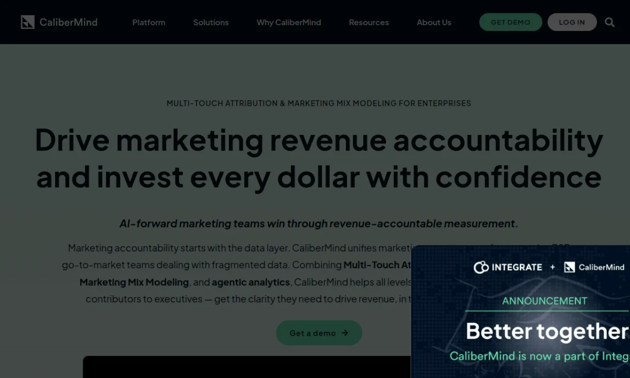 Screenshot of CaliberMind website