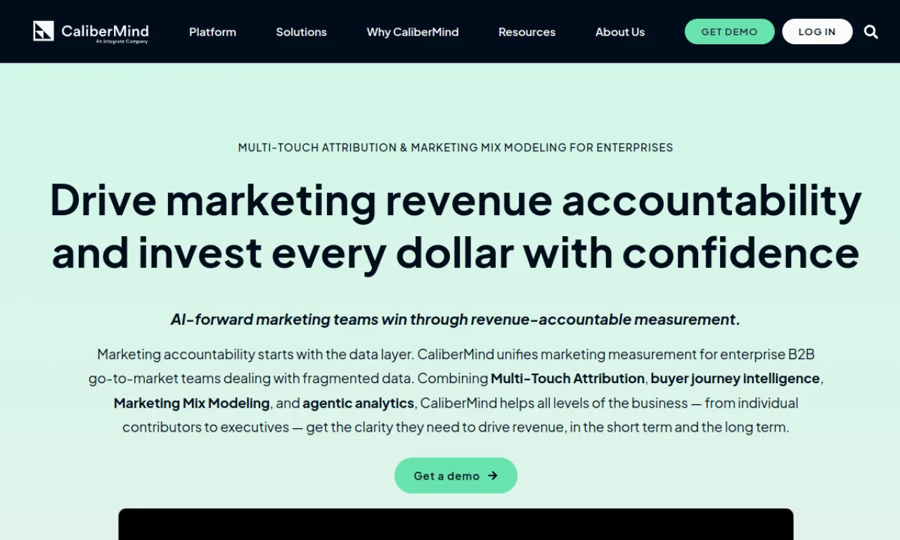 Screenshot of CaliberMind website