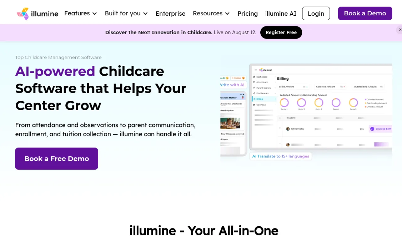 Screenshot of Illumine website