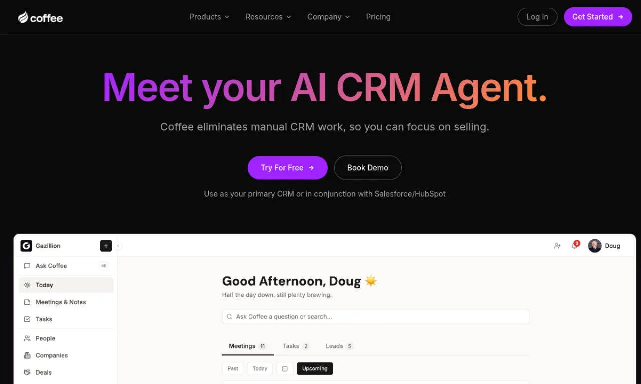 Screenshot of Coffee website